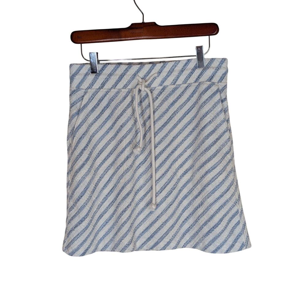 Lou & Grey Womans Mini Skirt Blue White Striped Size S Cotton Blend Drawstring